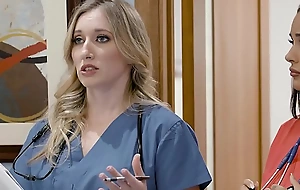 Girlsway Hot Greenhorn Nurse With Obese Knockers Has A Dishevelled Cum-hole Formation With Her Superior