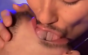 Two gay men tongue and spit kissing (Lots be required of tongue)