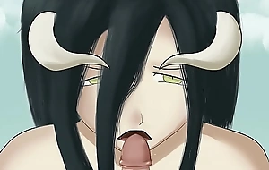 Albedo tremendous a mean blowjob to her master - Overlord