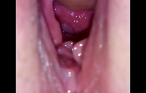 Close-up inside cunt crack and ejaculation