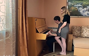 Bus on the piano gaping void sucking learn of student and fucking
