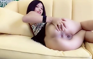 Asian Cute Explicit showcases off her shaved pussy increased by pees like a fountain