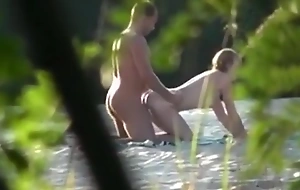 Voyeur tapes a nudist coupler having some from behind sex at get under one's beach