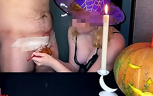 Slutty witch leads a drawing lesson and curvings slave balls earn a pumpkin annycandy painboy
