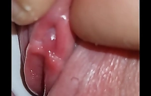 Hiden behind her gorgeous cameltoe I found her unventilated clit I front with till that babe cums