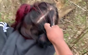 Emo slut gets fucked on tree cube in public