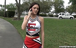 Sex-crazed schoolgirl receives four stained creampie